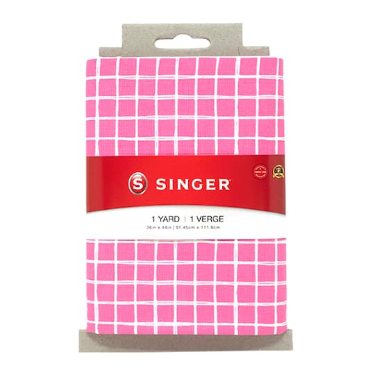 SINGER Pink Plaid Print Cotton Fabric